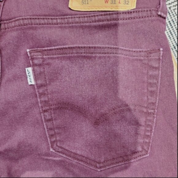 Mens Limited Edition Levi's Brushed Burgundy 511 Slim Straight Fit Stret… - Picture 12 of 14